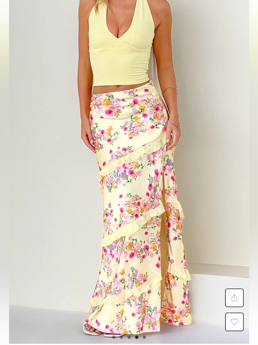 Beginning Boutique Yellow Bloom Maxi Skirt